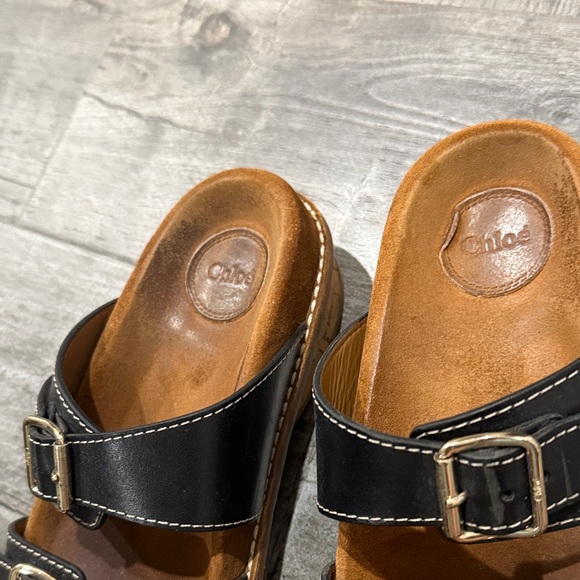 Chloe Black and Tan Buckle Sandals - Picture 2 of 3